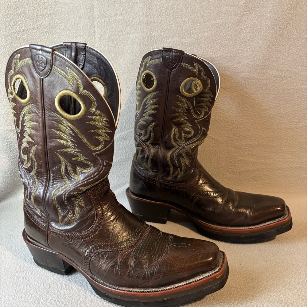 Ariat buckaroo men’s leather platform western cowboy brown boots sz 12D 10007850
